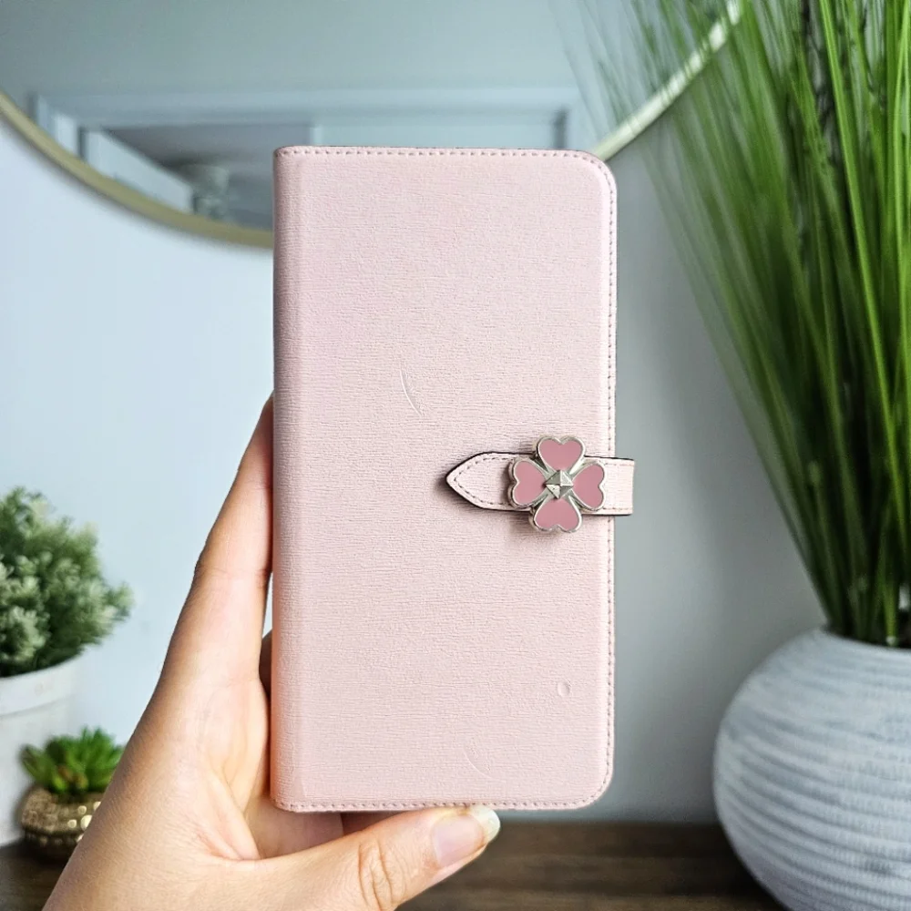 Kate Spade New York Flower Hardware Wrap Folio iPhone XS/X Max Case, Rosy Cheeks